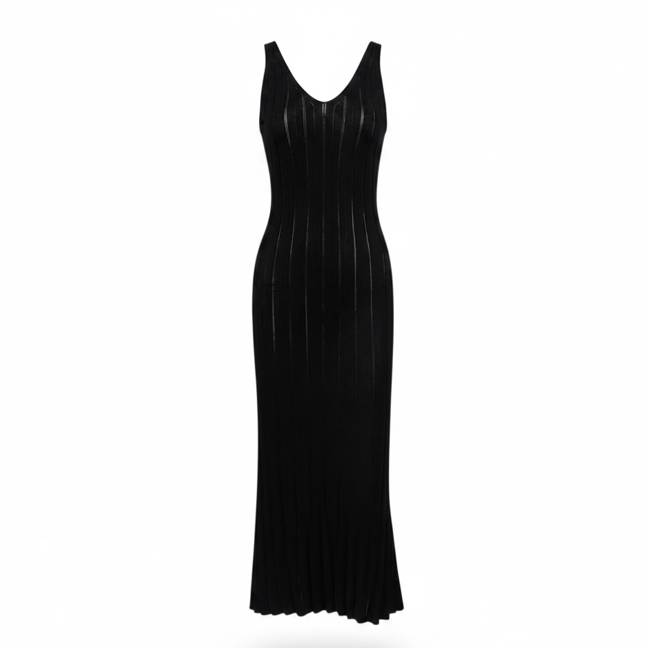 Rückenfreies Strick-Maxikleid "Luxury Black"