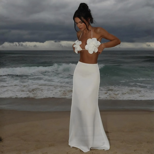 "White Mirage" Flower Bikini Set