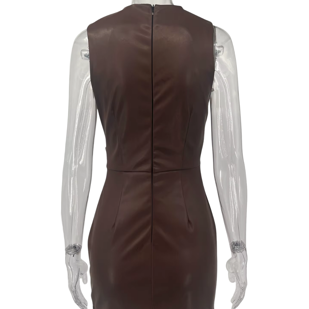 "Noir Silhouette" Kunstlederkleid