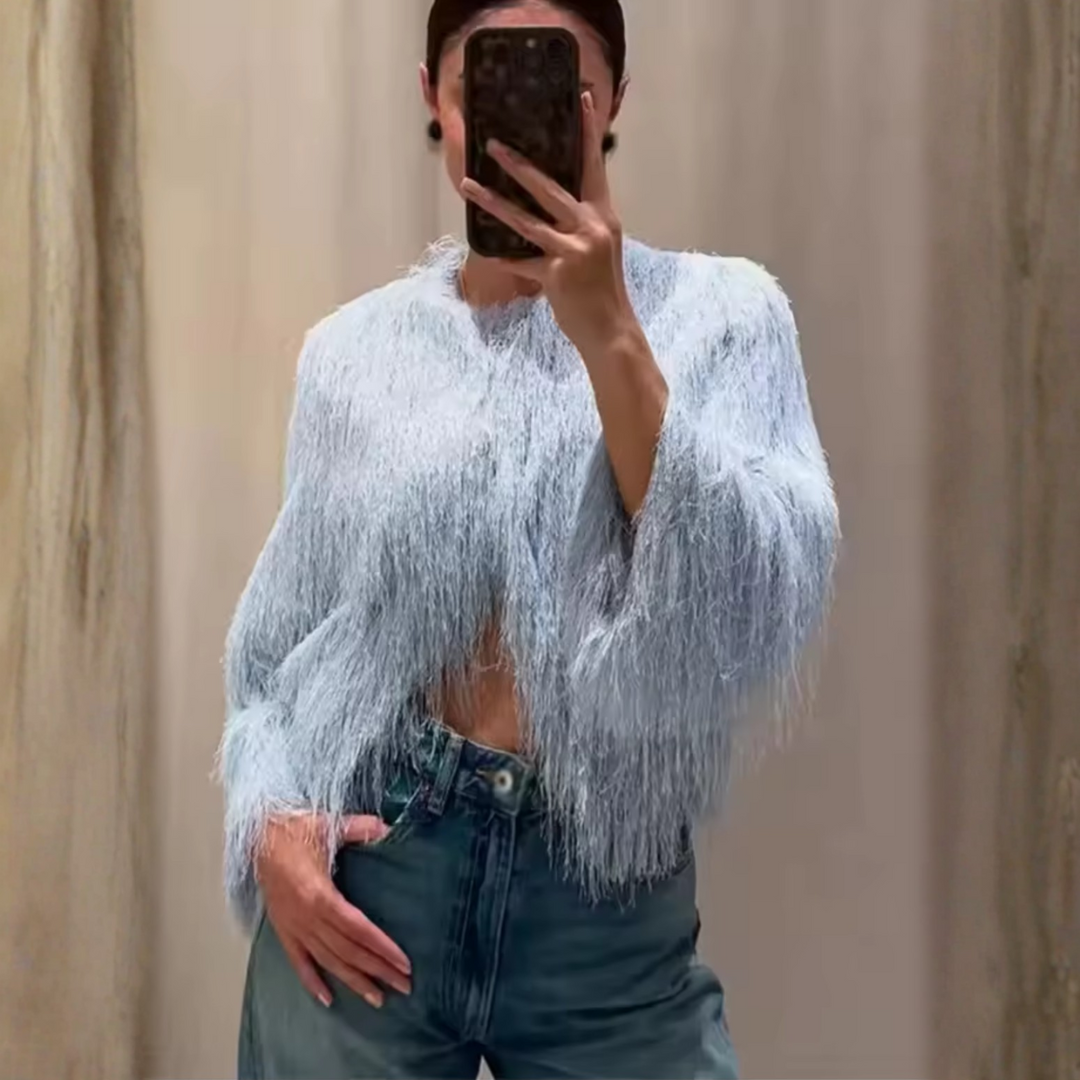 "Frosted Aura" Feather Jacket