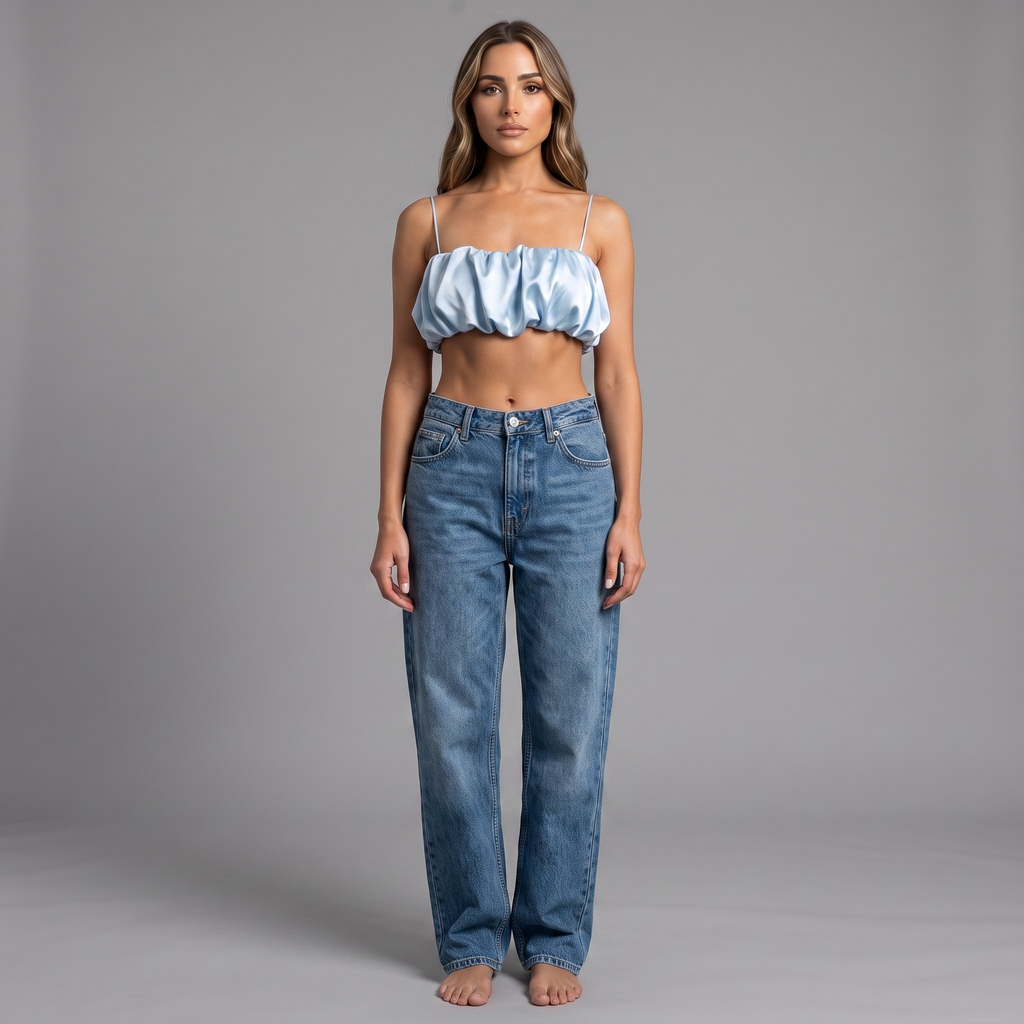 „White Aura“ - Damen Cropped Top mit gerafftem Design