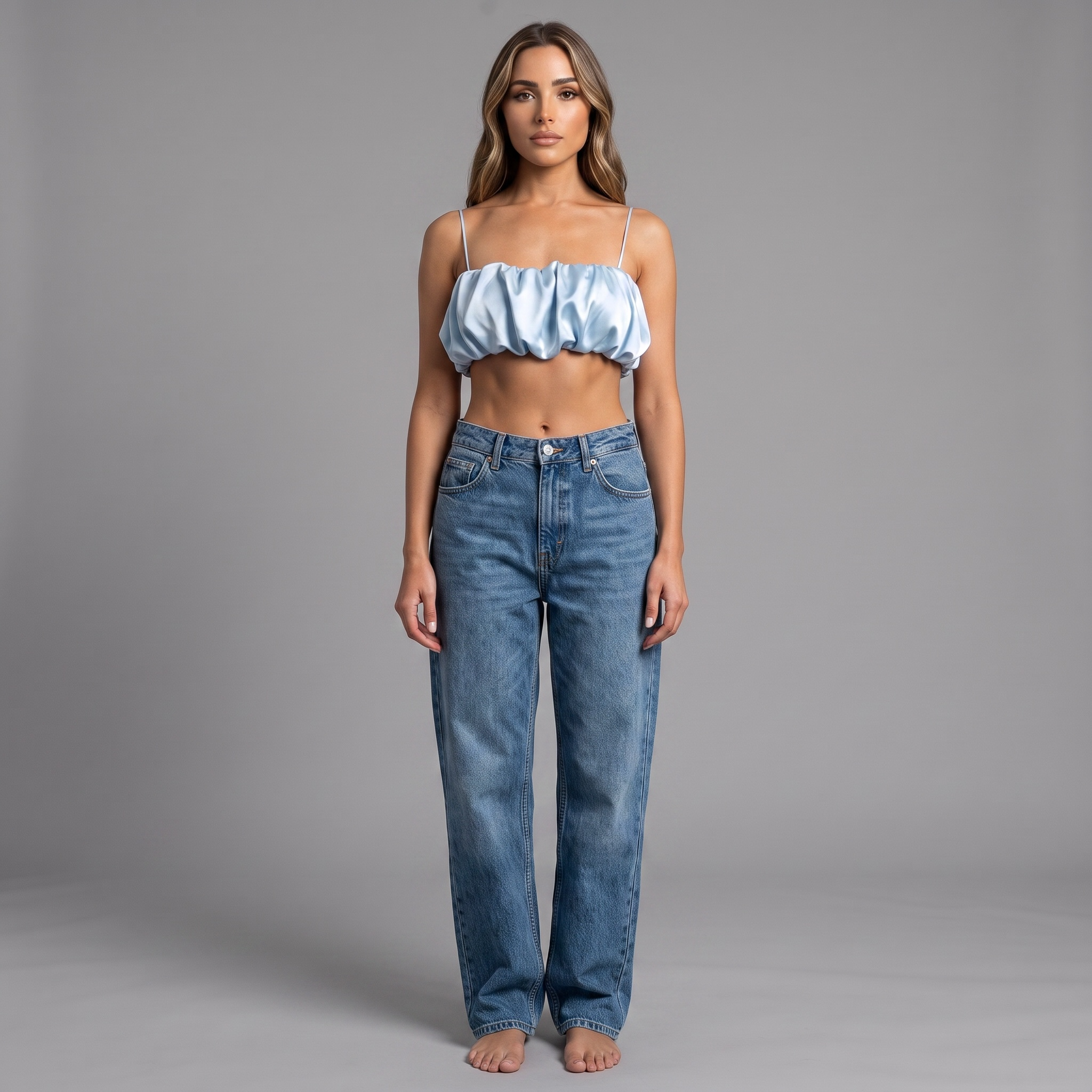 „White Aura“ - Damen Cropped Top mit gerafftem Design