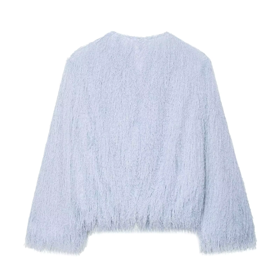 "Frosted Aura" Feather Jacket