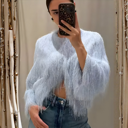 "Frosted Aura" Feather Jacket