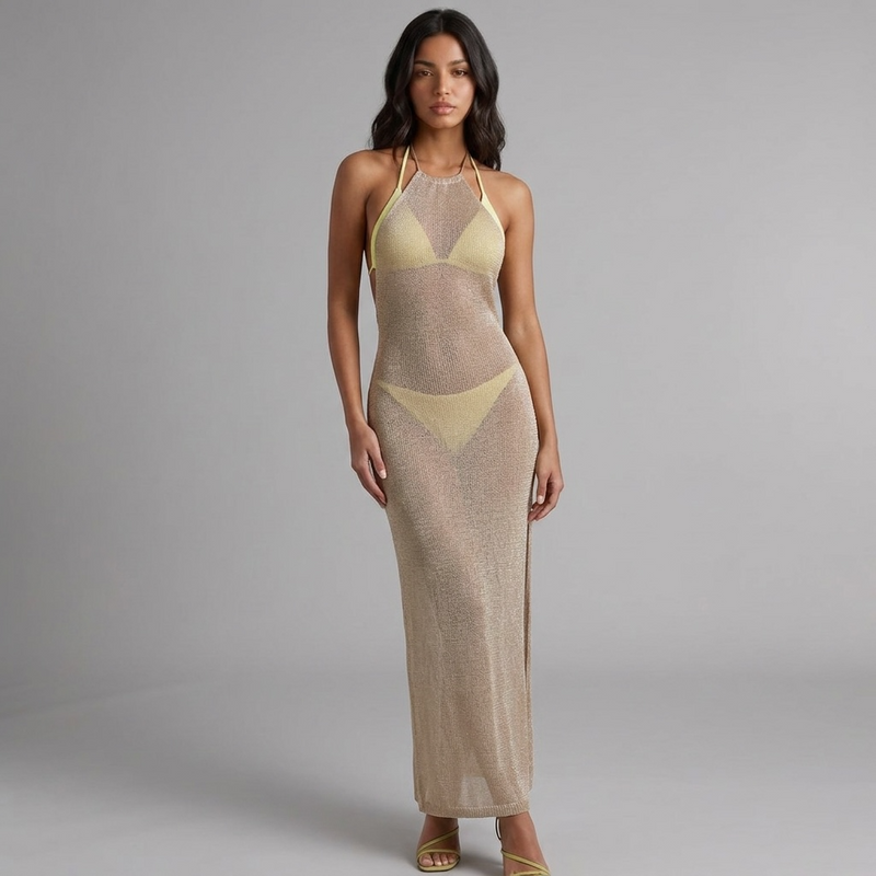 "Golden Dune" Backless Dress