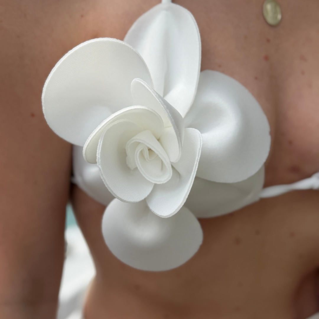 "White Mirage" Flower Bikini Set