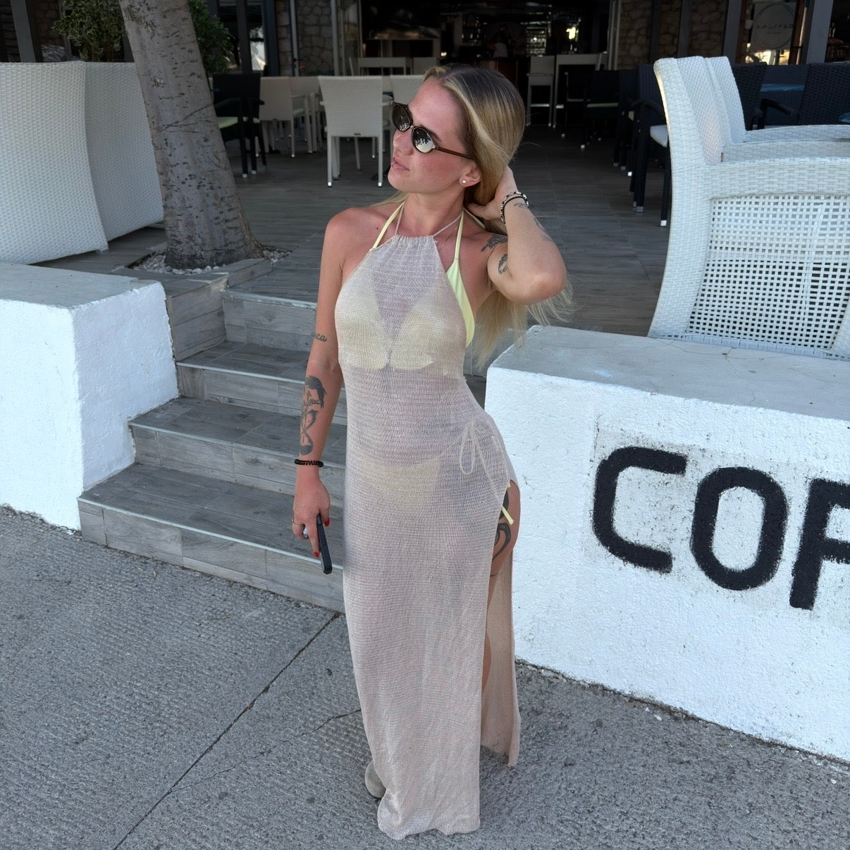 "Golden Dune" Backless Dress