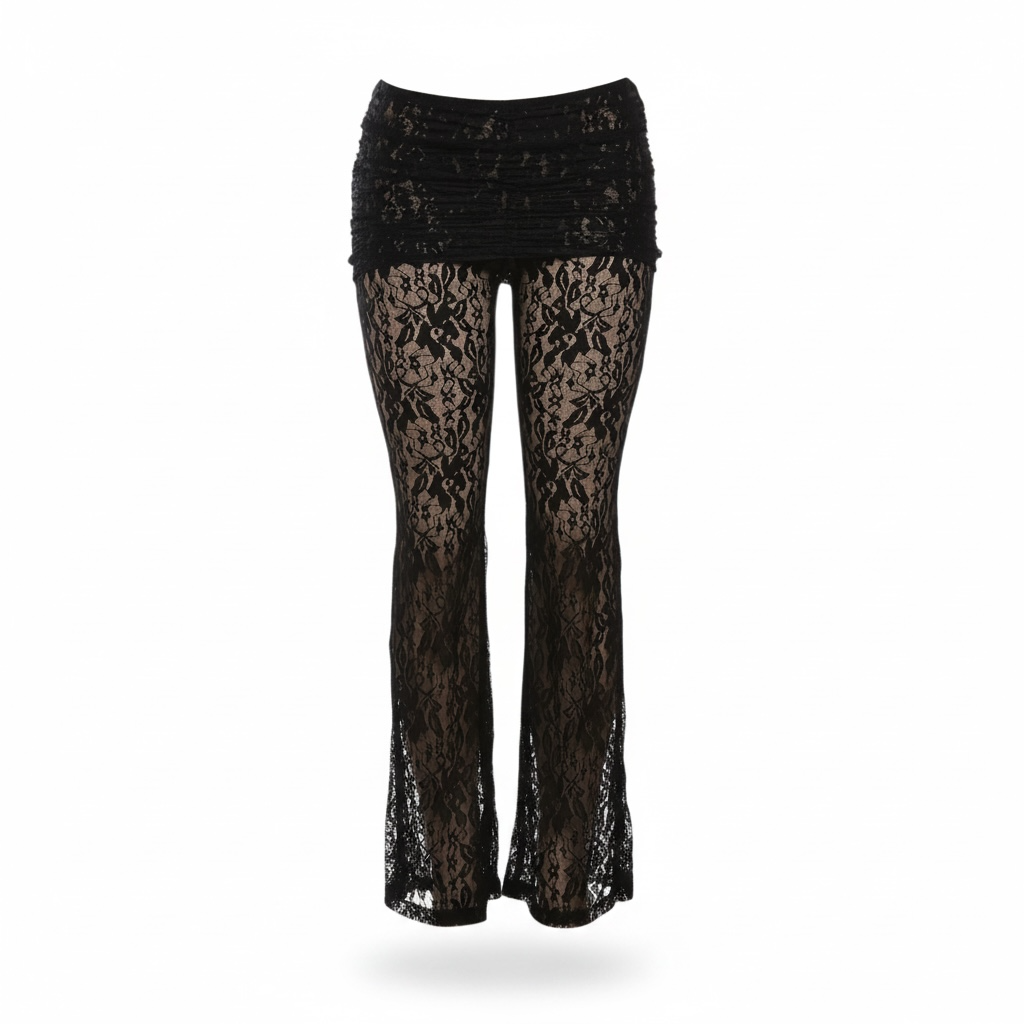 „Sassy“ Elegante Spitzenhose mit ausgestelltem Bein