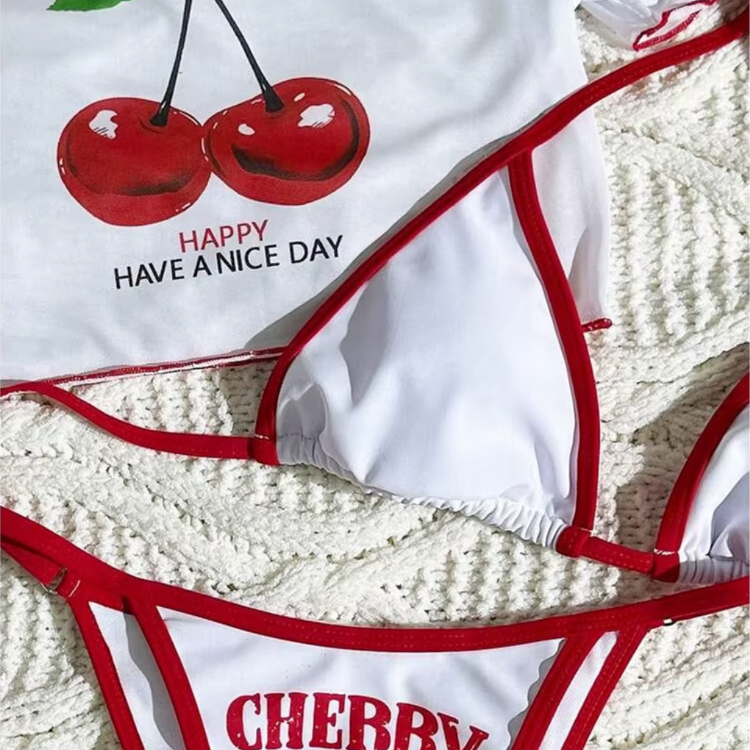 "Cherry Addiction" Bikini Set – 3-teilig