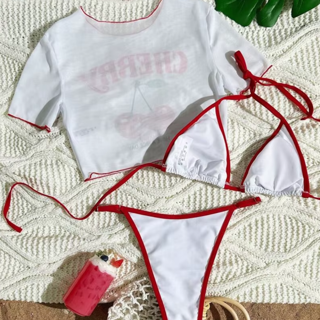 "Cherry Addiction" Bikini Set – 3-teilig