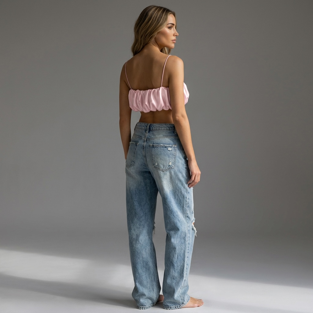 „White Aura“ - Damen Cropped Top mit gerafftem Design