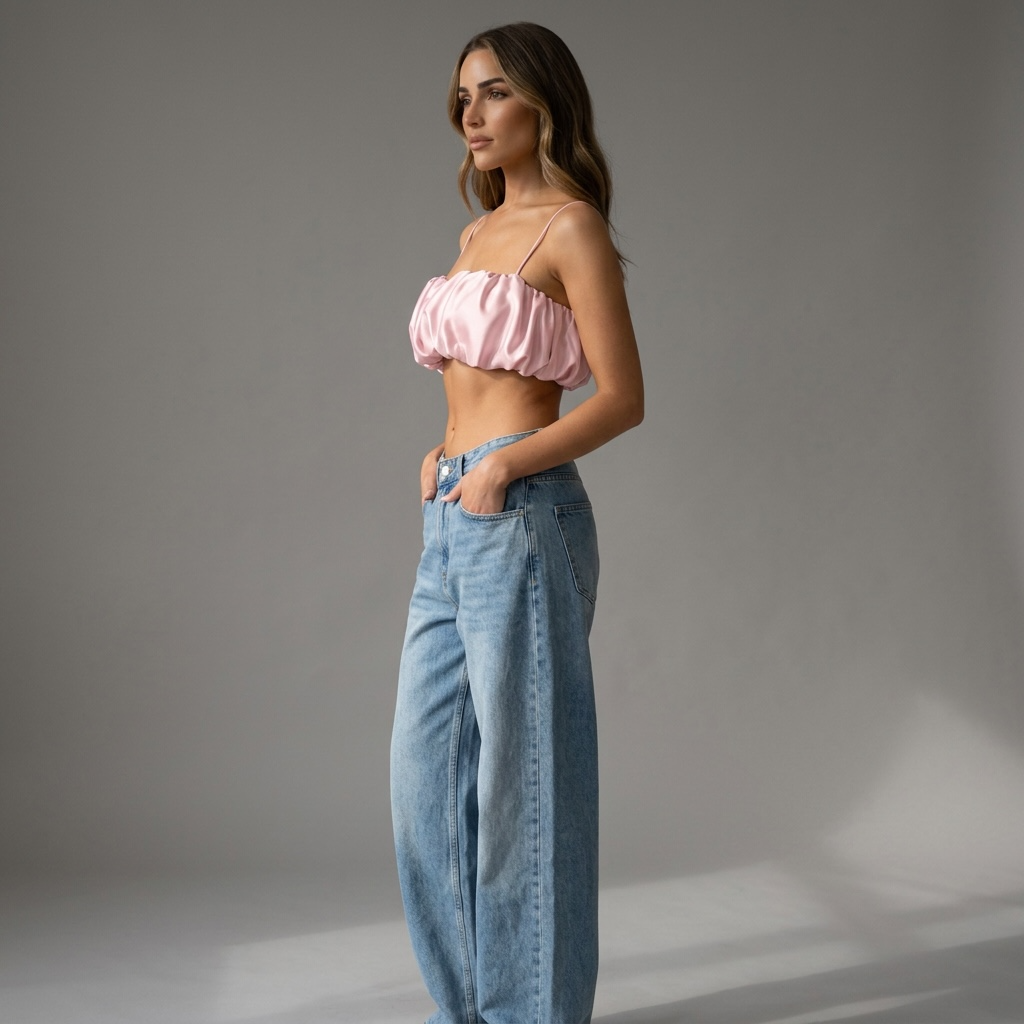 „White Aura“ - Damen Cropped Top mit gerafftem Design