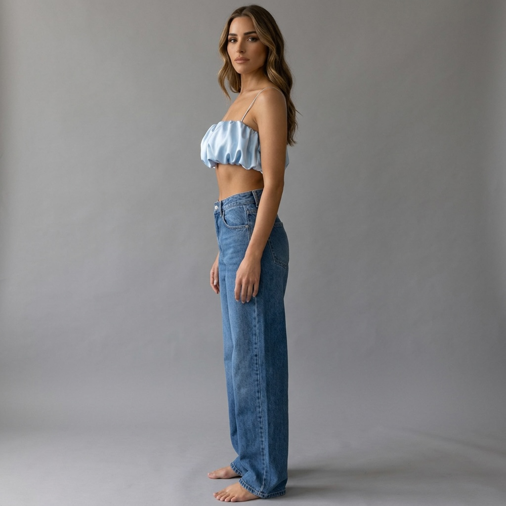 „White Aura“ - Damen Cropped Top mit gerafftem Design
