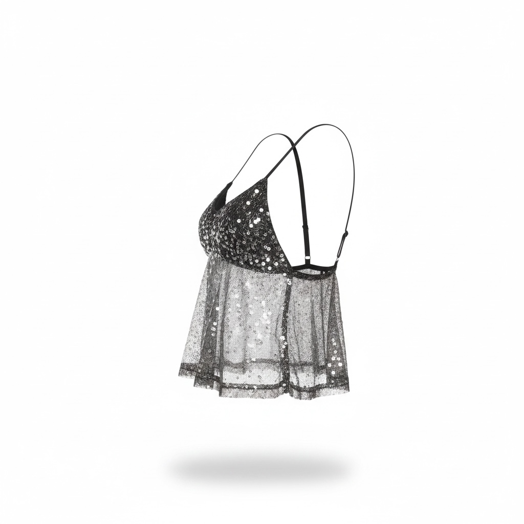 Glitzerndes Oberteil mit Spaghettiträgern