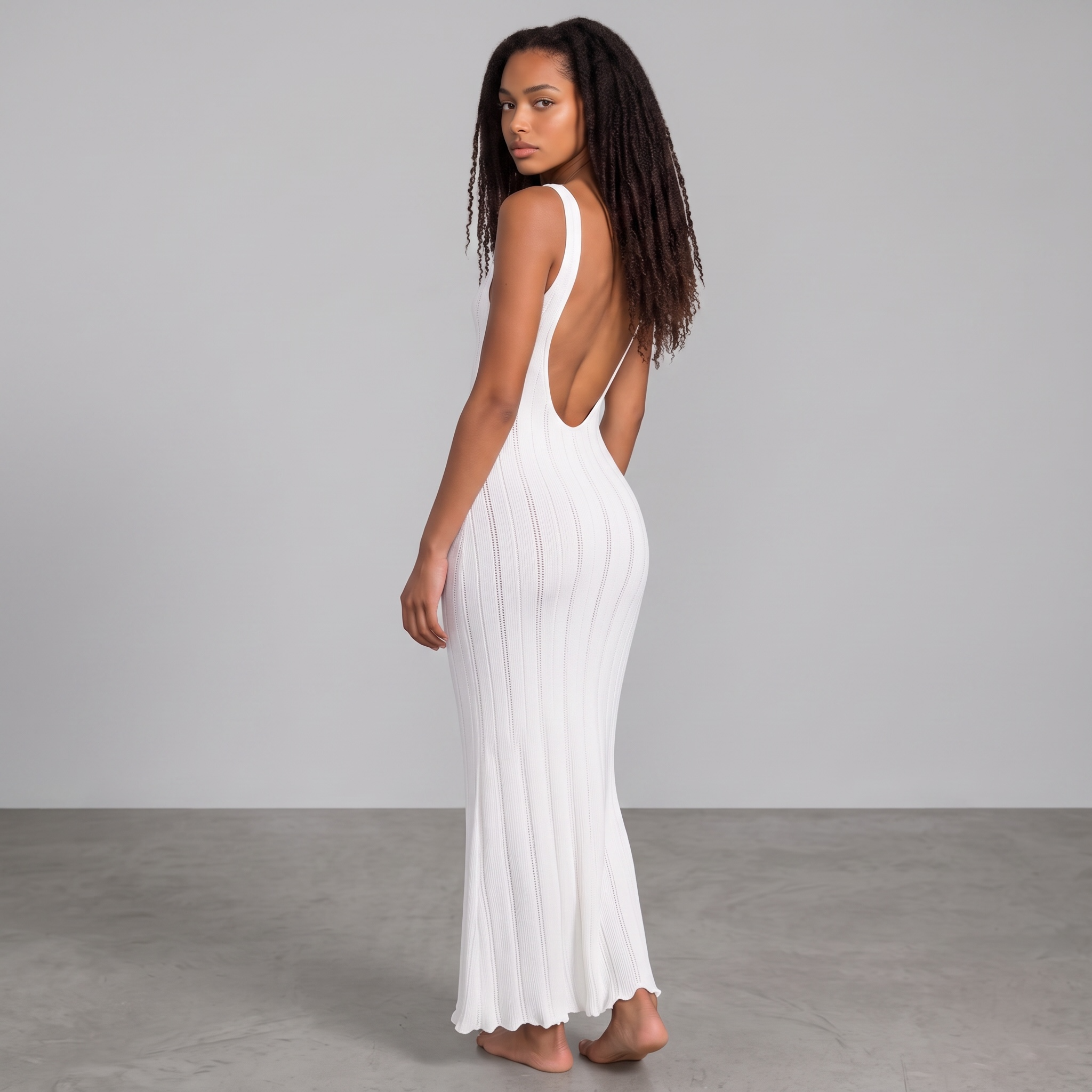 Rückenfreies Strick-Maxikleid "Luxury Black"