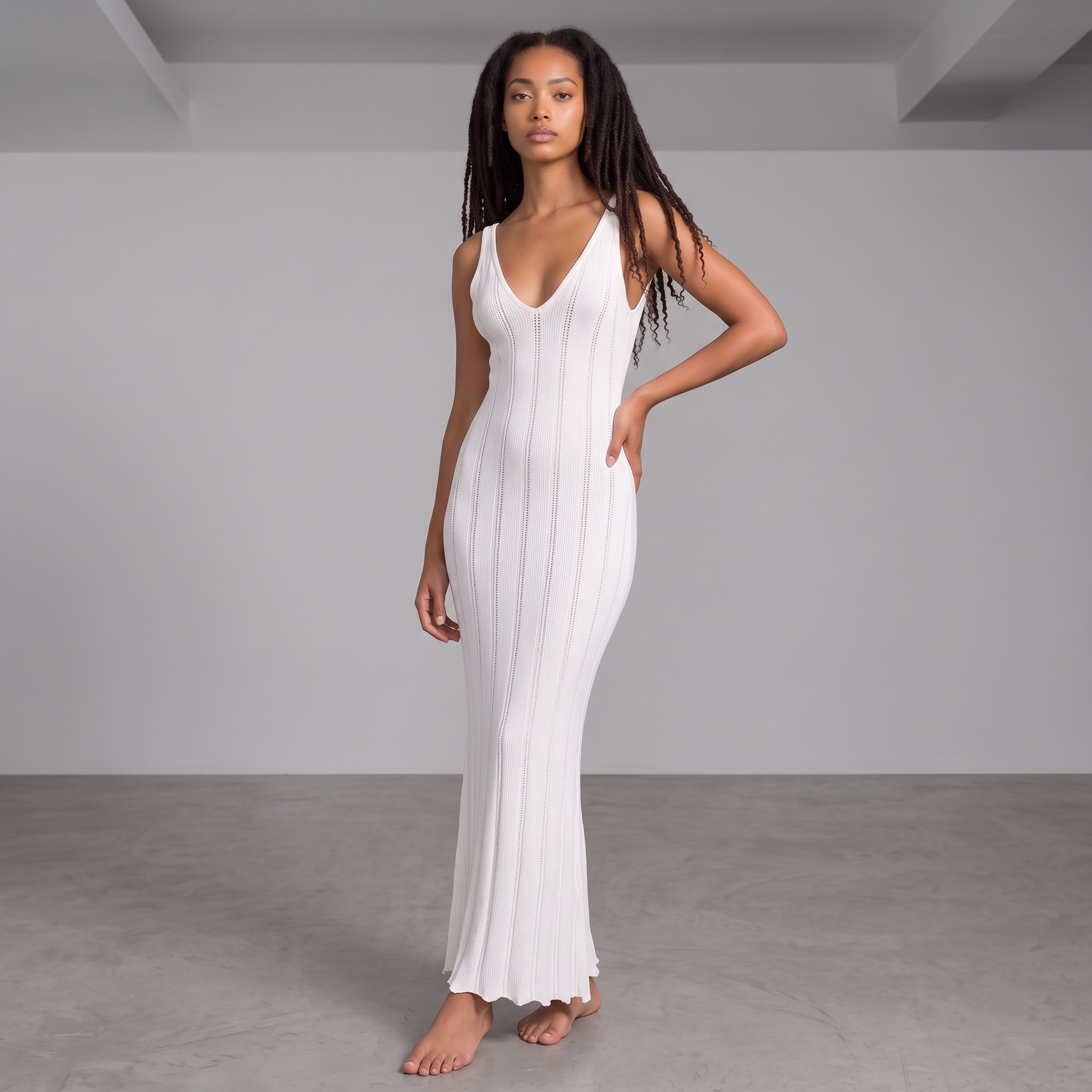 Rückenfreies Strick-Maxikleid "Luxury Black"