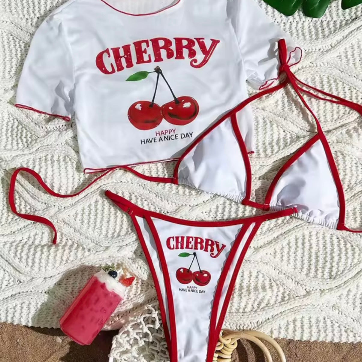"Cherry Addiction" Bikini Set – 3-teilig
