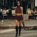 "Brown Amor" – Neckholder-Set mit Ballon-Shorts