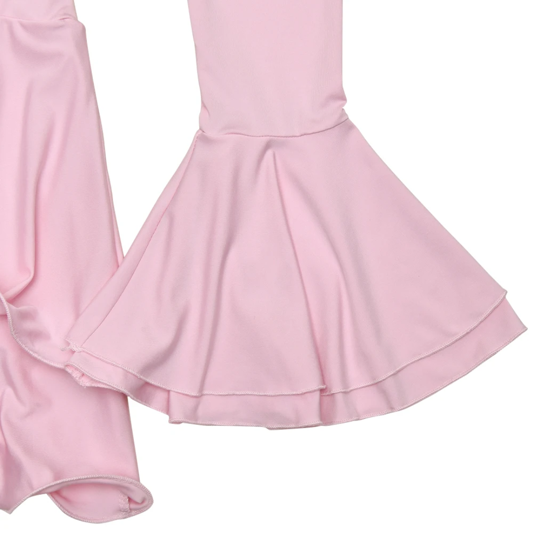 girlzhood Rüschenkleid Delarosa in zartem Rosa mit ausgestellten Trompetenärmeln und verspielten Volants