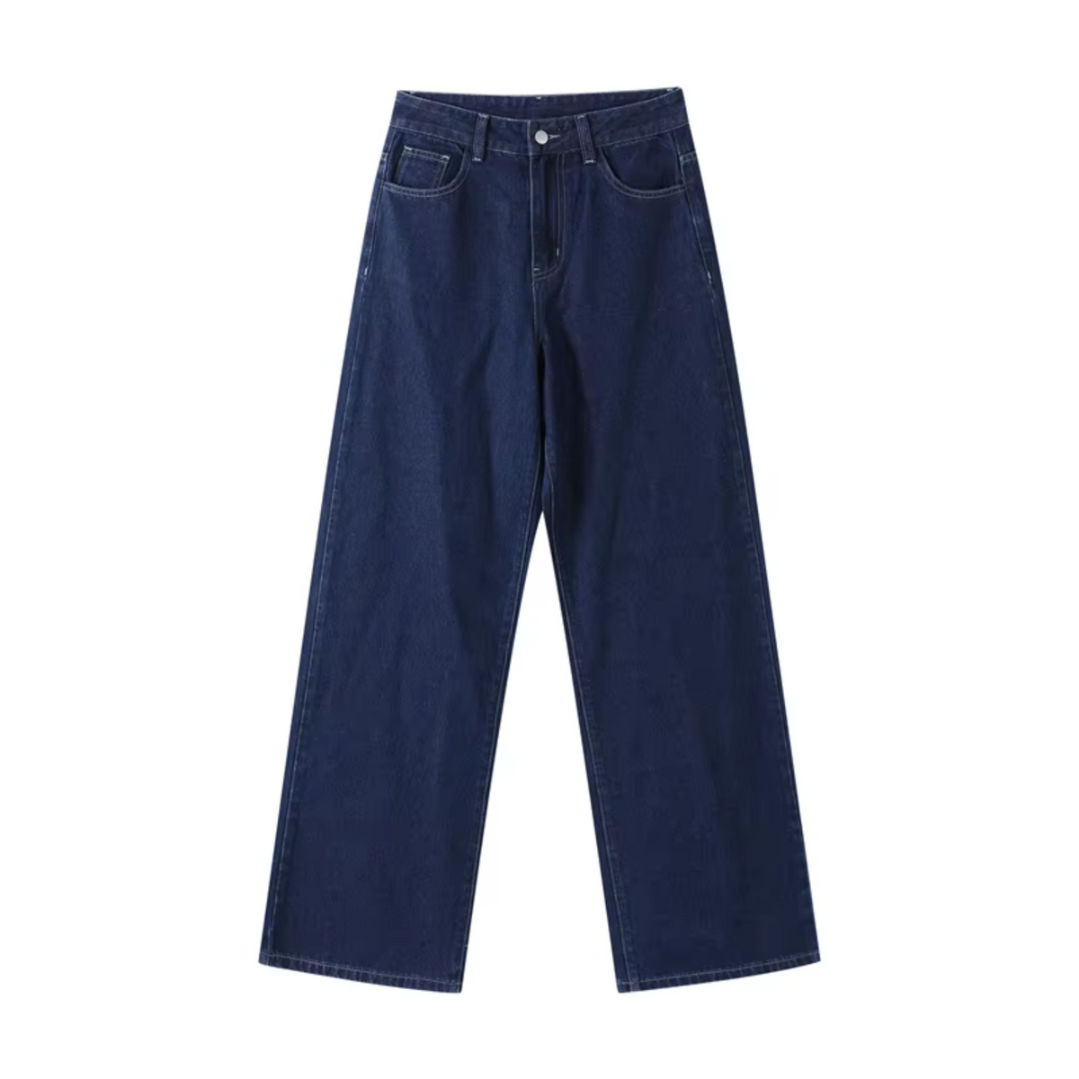 girlzhood Denvéra High-Waist Jeans in dunklem Indigo-Denim mit weitem Schnitt