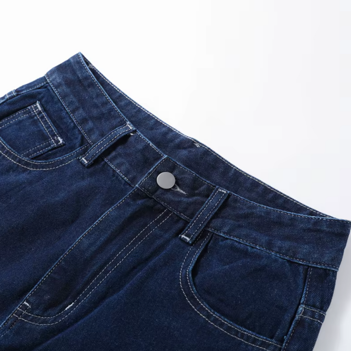 girlzhood Denvéra Jeans-Set in dunklem Indigo mit High-Waist-Schnitt und klassischen Taschen-Details