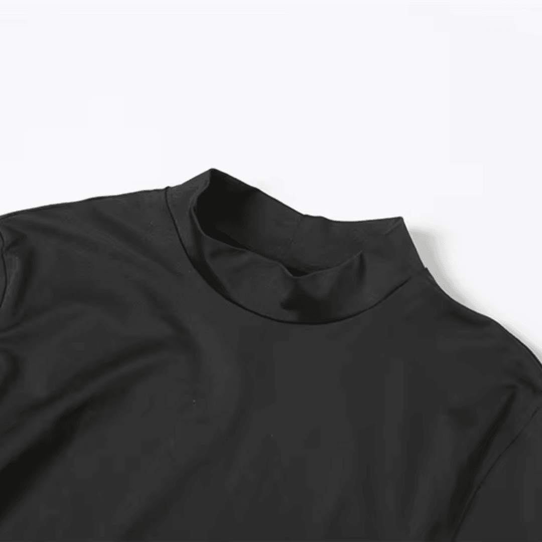 girlzhood Maxikleid Quintara in Schwarz mit Stehkragen aus dehnbarem Stoff für einen eleganten Look
