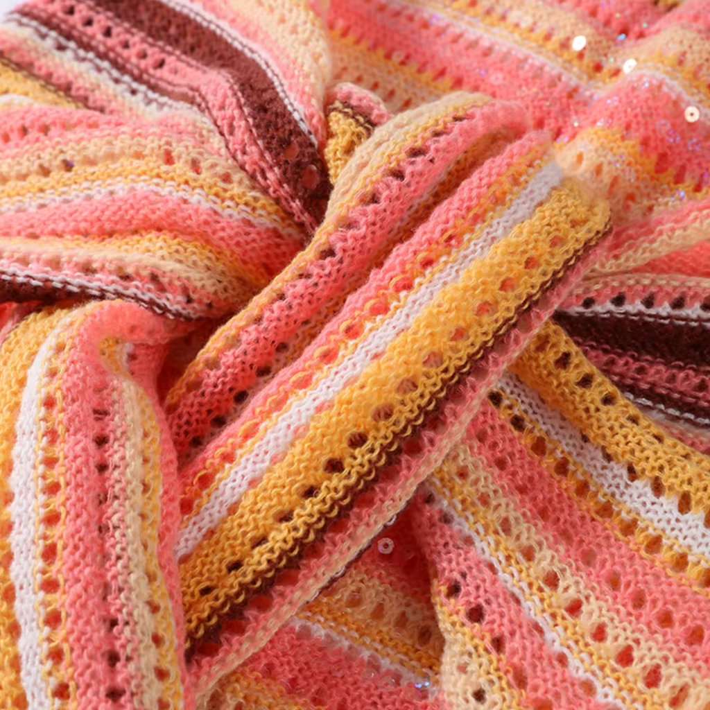 girlzhood Pink Paradise Set aus gestricktem Stoff mit Pailletten in Rosé, Gold, Apricot und Schokobraun