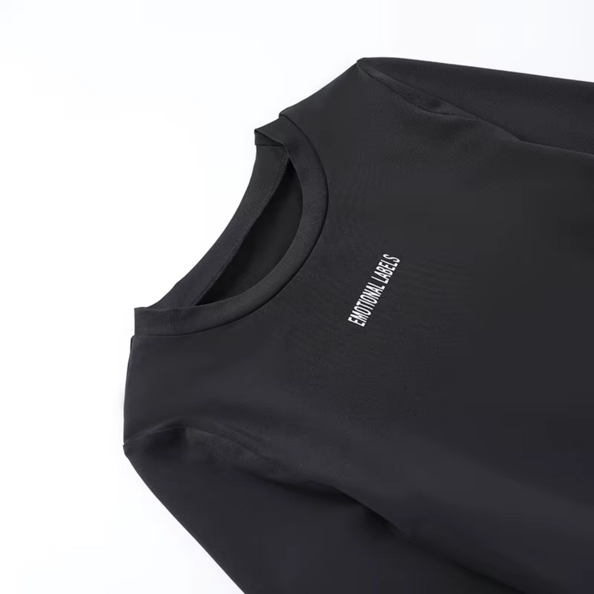 Schwarzes girlzhood Longsleeve Olivienne aus Stretch-Material mit weißem Emotional Labels Brustprint