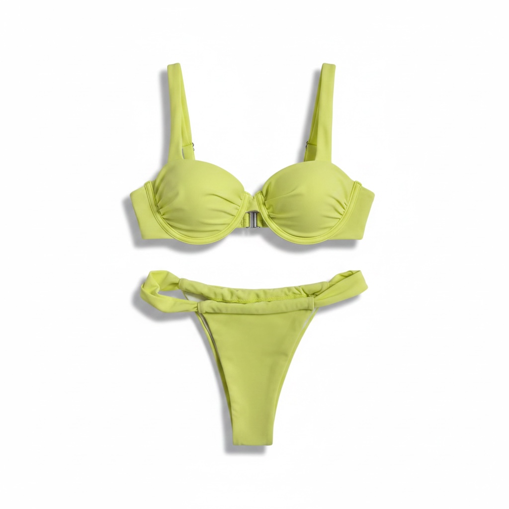 girlzhood Solbloom Bikini-Set in hellem Gelb mit bügellosem Oberteil und passendem Bikini-Unterteil