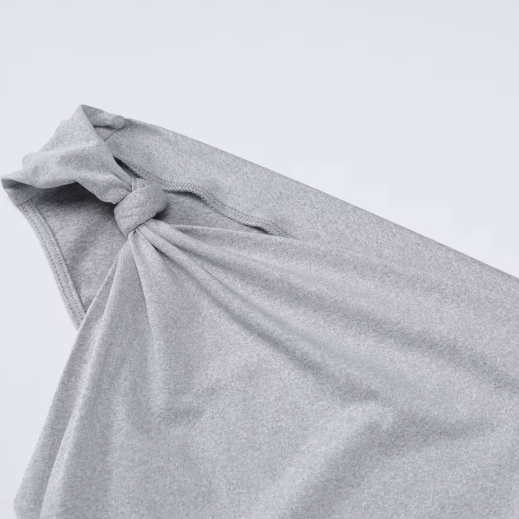 girlzhood Sunny graues One-Shoulder Top mit elegantem Knoten-Detail aus weichem, elastischem Stoff