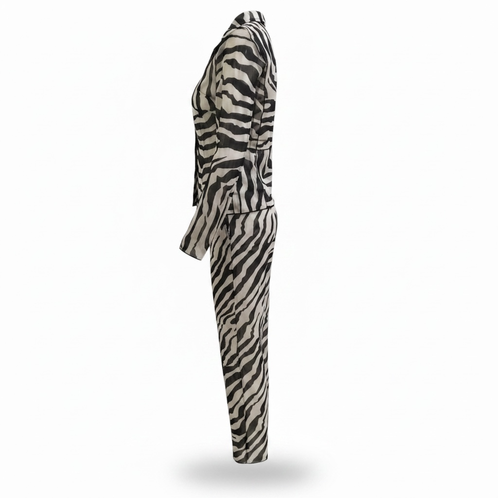 girlzhood Savage Muse Zebra Set mit langärmeligem Oberteil und weit geschnittener Hose in schwarz-weißem Zebramuster