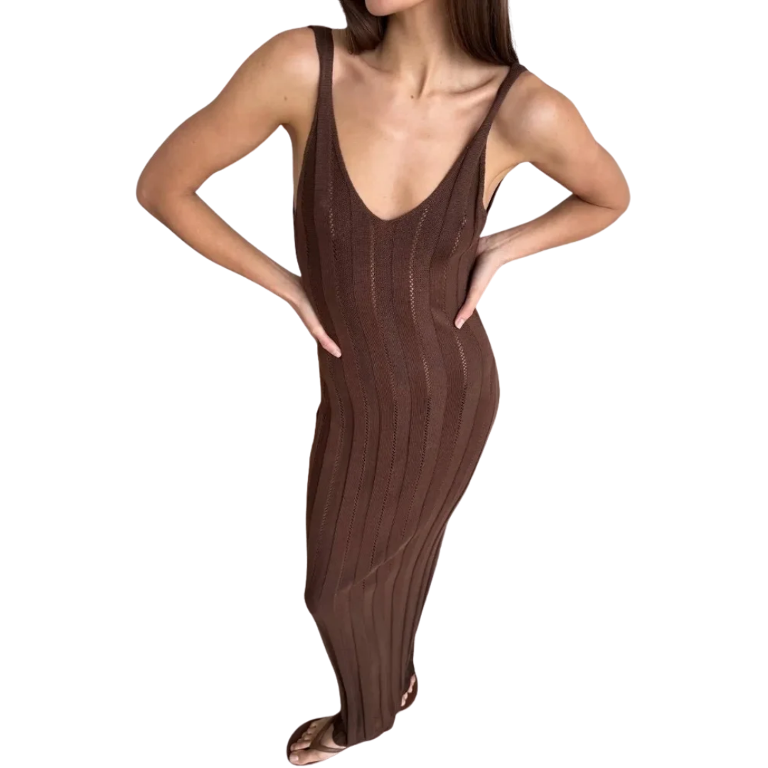 Rückenfreies Strick-Maxikleid "Luxury Black"