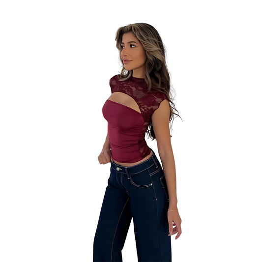 "Velvet Kiss" Cut-Out Top